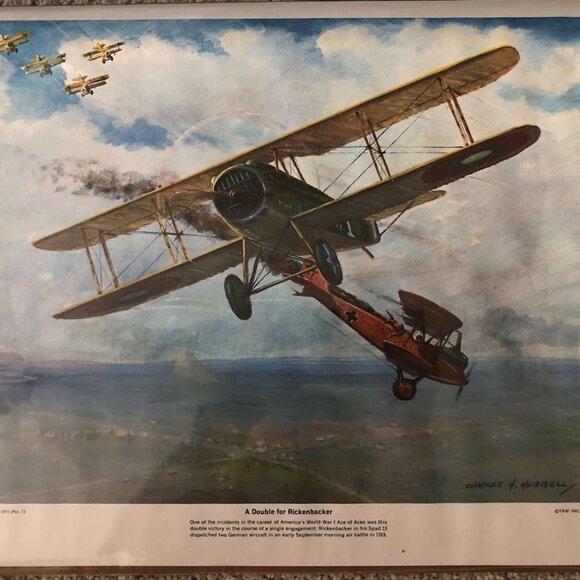 Vintage Charles Hubbell Art Print Lithographs Airplanes Set of 3 NIP - Picture 5 of 9